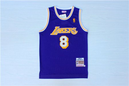 Maillot De Basket Los Angeles Lakers Double Brode Gold Mark Kobe Bryant 8 Engrener Retro Violet